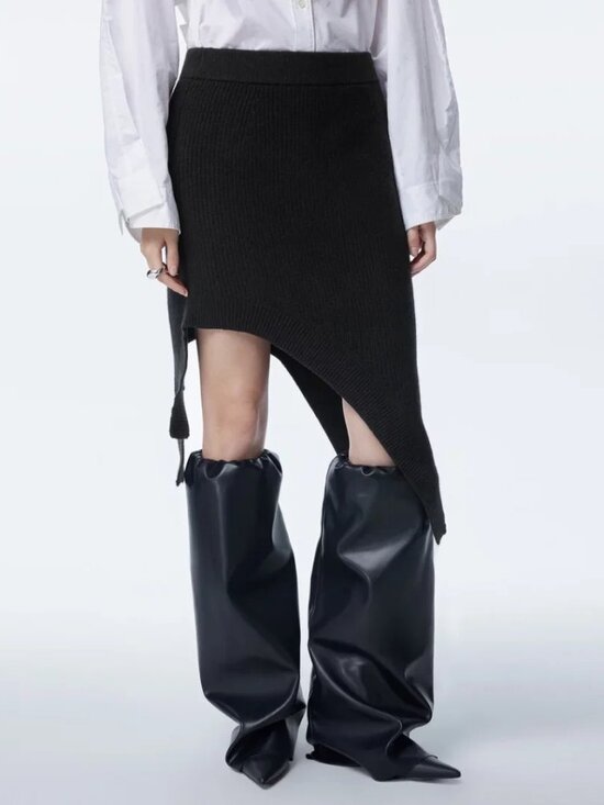 JNBY Black Asymmetric Knit Skirt – XS, New with Tags - Picture 4 of 8